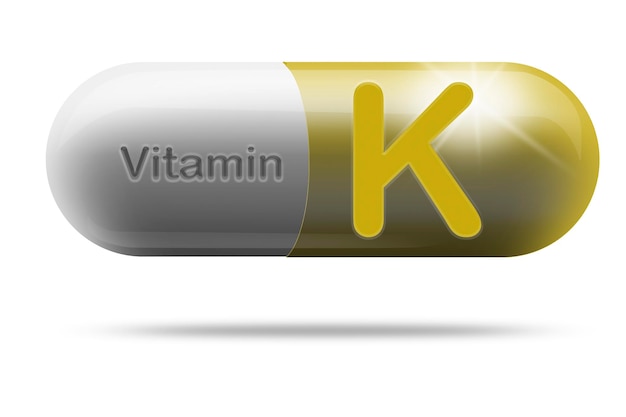 Cápsula de medicamento vitamina K para conceito de suplemento dietético