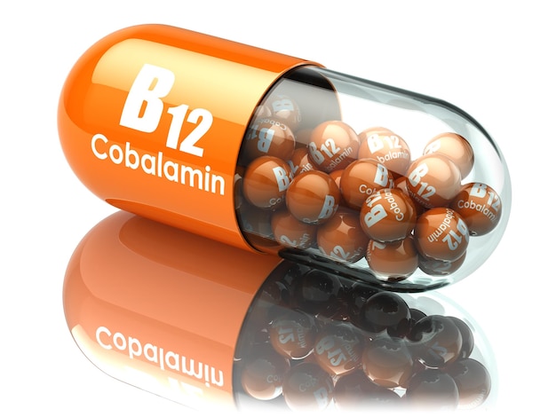 Cápsula de vitamina B12 Comprimido com cobalamina Suplementos dietéticos