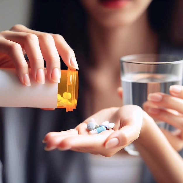 Foto una cápsula de medicamento que toma pastillas