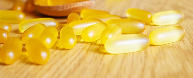 Cápsulas de gel omega 3.vitaminas saludables.enfoque selectivo