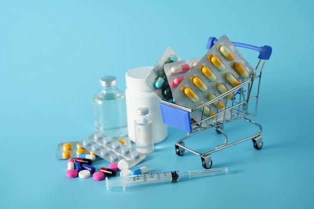 Cápsulas de medicina píldoras medicinales medicina de compras Idea creativa para el cuidado de la salud