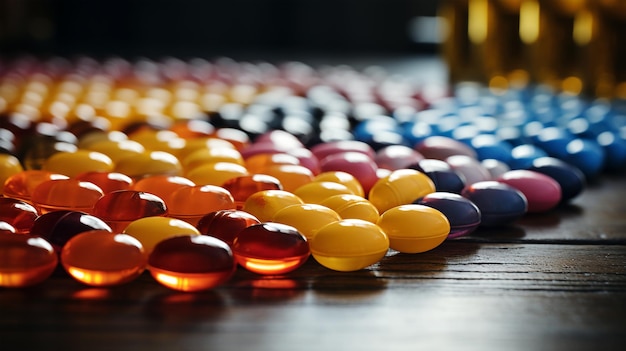 Cápsulas de vitamina Omega 3 vida sana suplementos nutricionales para un anuncio de farmacia