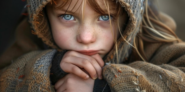 Captando la mirada de un niño que representa el hambre y la pobreza a través de la lente de la cámara