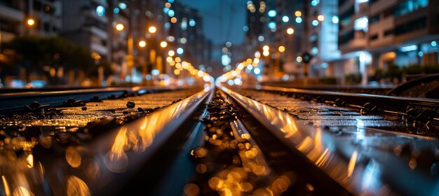 Foto captivadora superposición de bokeh con motivos de viajes en tren y aventuras para un paisaje turístico inmersivo