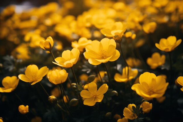 Captivante macro fotografía de flores de pétalos amarillos vibrantes en enfoque selectivo