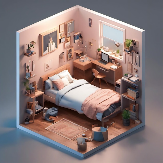 Captivantes renderizaciones en 3D de adorables habitaciones para niños con delicias de escritorio Fotos profesionales para inspirar