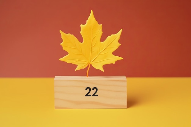 Captivantes vibrações de outono outubro 2023 Calendário de mesa com folha de bordo em fundo amarelo