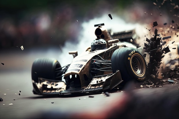 Captura de accidentes importantes de autos de carreras F1 de alta velocidad mediante ángulo de cámara de cambio de inclinación