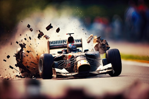 Captura de accidentes importantes de autos de carreras F1 de alta velocidad mediante ángulo de cámara de cambio de inclinación