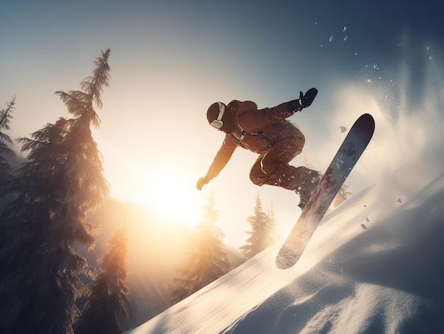 La captura de aire A Snowboarder39s Gravity Defiance