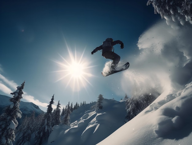 La captura de aire A Snowboarder39s Gravity Defiance