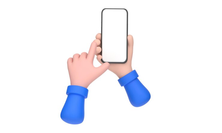 Foto captura aproximada da mão segura o telefone inteligente isolado no fundo branco