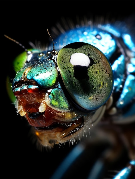 Captura aproximada de libélula azul gerada por IA