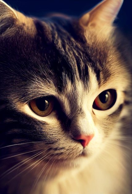 Captura aproximada de um belo retrato de gato bonito 3d ilustrado