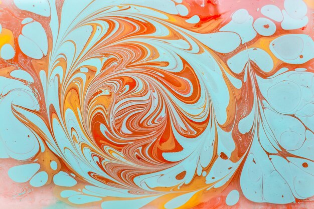 Captura aproximada de uma pintura abstrata feita de cores laranja e azuis