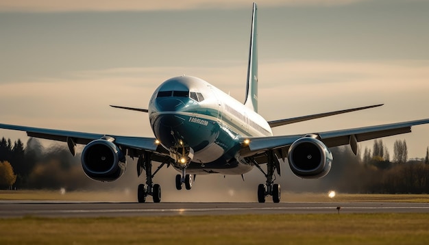 Captura aproximada do avião pousando na pista Generative AI