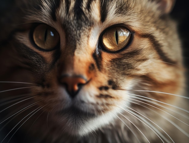 Captura aproximada do rosto de um gato, gerada por IA.