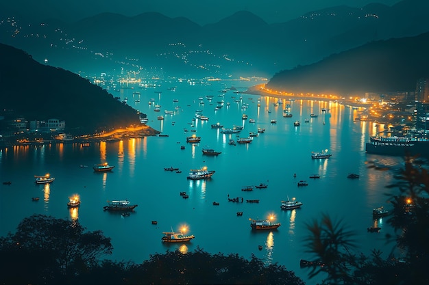 Captura da Baía de Hong Kong em estilo renascentista em Hong Kong
