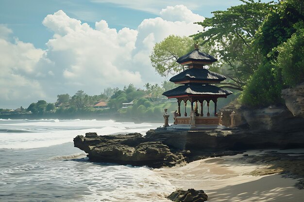 Foto captura de estilo natural do templo da praia de bali