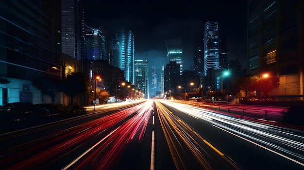 Captura de movimento de semáforos dirigindo na cidade à noite