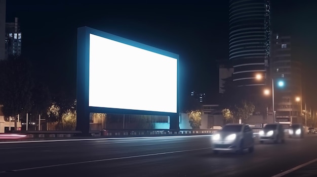 Captura de tela de outdoor vazio e sinal de publicidade em branco na estrada gerado por IA