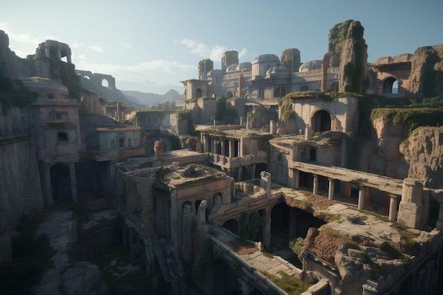 Captura de tela de uma ruína no jogo Uncharted 4.
