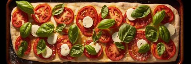 captura de uma pizza margherita cores vibrantes texturas e ingredientes mussarela de manjericão fresco