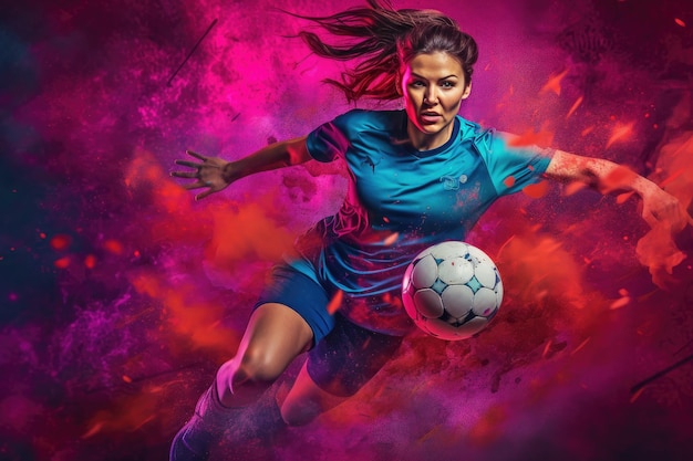 Captura la emoción y la energía de un fútbol femenino Generado por IA