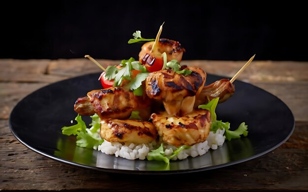 Foto captura la esencia de los anticuchos peruanos en una fotografía de comida deliciosa.