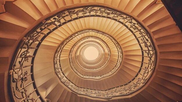 Foto una captura de una hermosa escalera en espiral