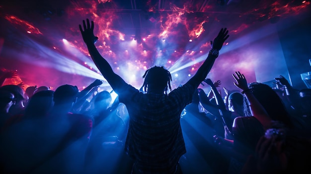 Captura de luces de neón vibrantes y escenas retroiluminadas bailando en clubes nocturnos a través de capacidades de poca luz