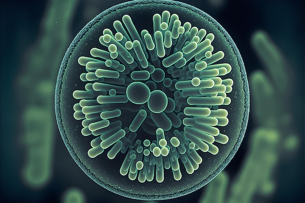 Captura macro de bactérias e células de vírus em um laboratório científico