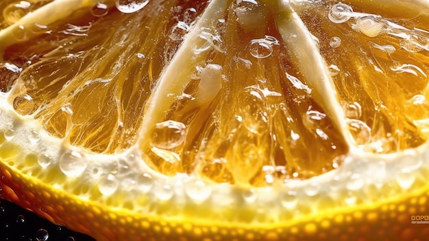 Captura macro de fatias de limão fresco com respingos de água