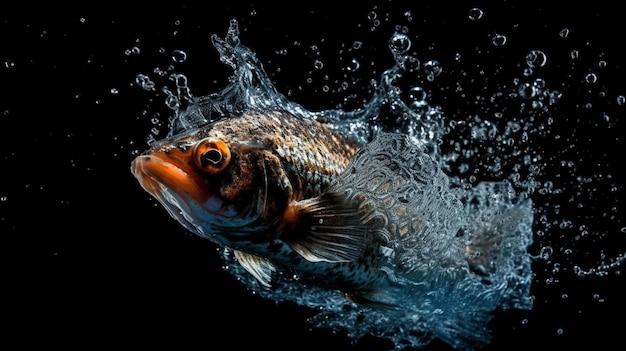 Captura el momento conmovedor de los peces luchadores siameses azules aislados en el fondo negro generativo ai