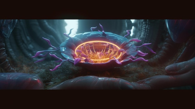 Una captura de pantalla de una celda con un anillo rosa alrededor que dice 'coronavirus'