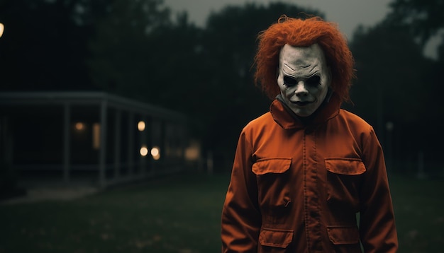 Foto captura de pantalla de la película de halloween de michael myers por wes anderson