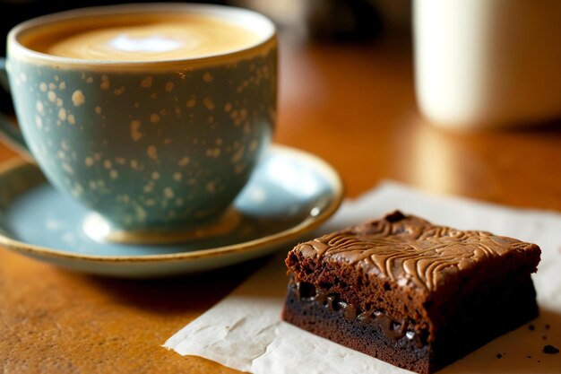 Captura recortada de bocadillo de café brownie de chocolate hecho con ai generativo