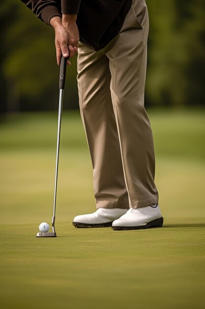 captura recortada de un golfista golpeando su pelota de golf creada con inteligencia artificial generativa