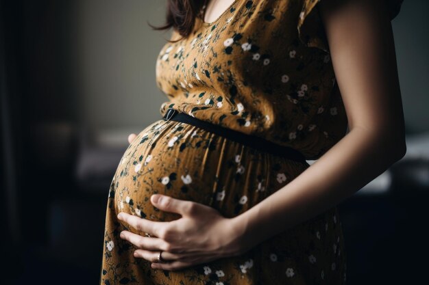 Captura recortada de una mujer con las manos en su vientre embarazado creado con ai generativo