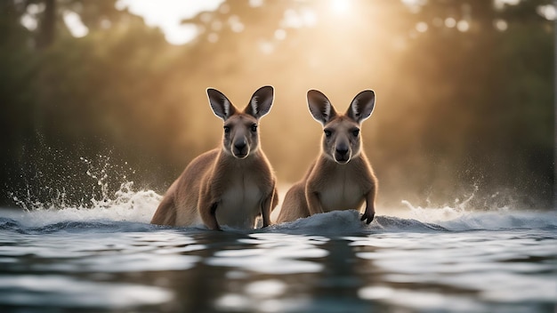 Capturando a beleza da vida selvagem celebrando o Dia Mundial dos Animais com um impressionante canguru Foto Premium