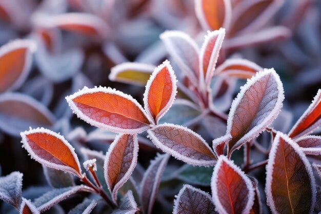 Foto capturando a intrincada beleza das folhas congeladas de azalea no início do inverno