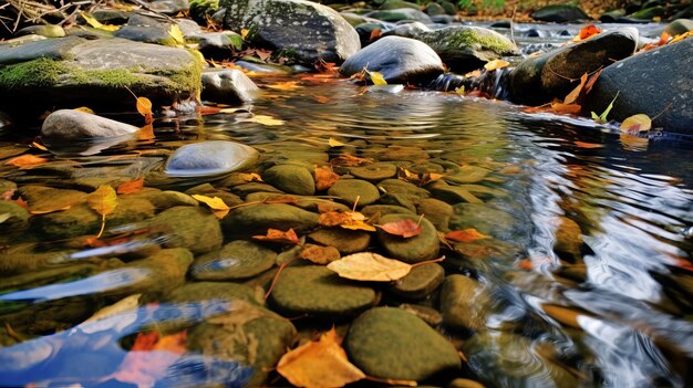 Foto capturando la belleza de un arroyo de estanque de caída con fotografía hdr