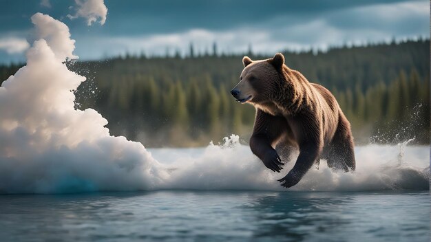 Capturando la belleza de la vida silvestre celebrando el Día Mundial de los Animales con un oso impresionante Foto de stock