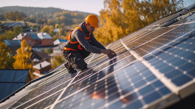 Foto capturando el brillo una instantánea de los paneles solares que adornan un techo ar 169