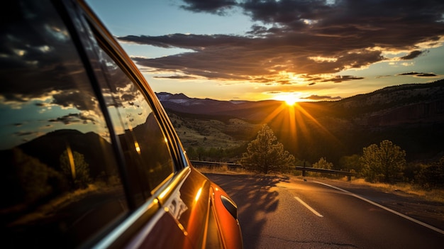 Capturando la emoción Los reflejos del atardecer iluminan las aventuras de la carretera de montaña AR 169