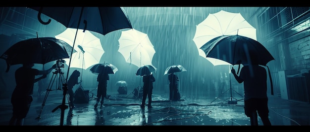 Capturando la esencia de la lluvia Lugar de filmación Explorador y paraguas cinematográficos en la narración visual