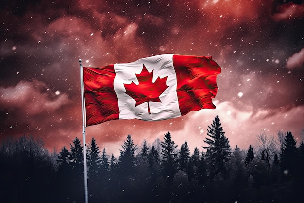 Capturando el espíritu Impresionante foto de la bandera canadiense