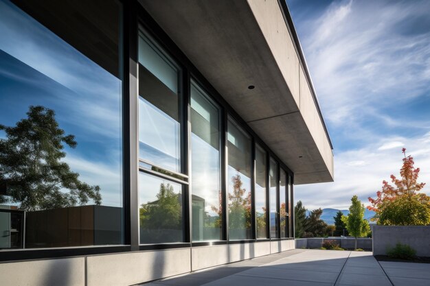 Capturando o contraste entre o vidro liso e o concreto robusto na fachada do edifício