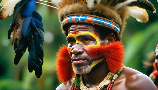 Capturando o encanto da decoração cultural das tribos Chimbu nas aldeias remotas de Papua Nova Guiné