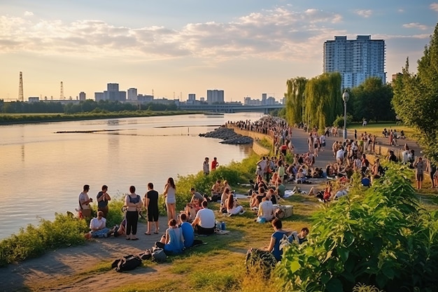 Capturando las vibraciones Novosibirsk El día de ocio de Rusia en la encantadora orilla del río Ob